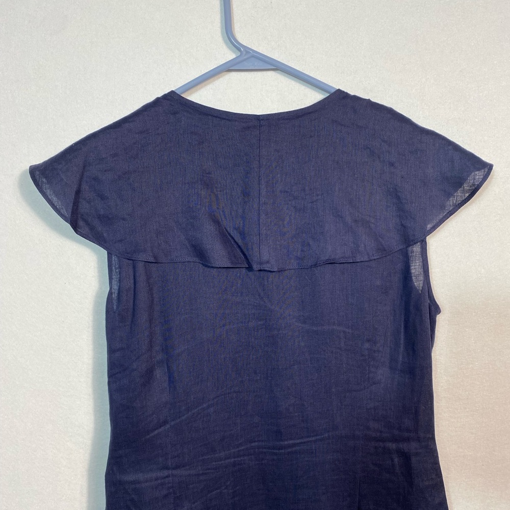 Neiman Marcus Navy Linen Wrap Dress size small - Picture 7 of 11